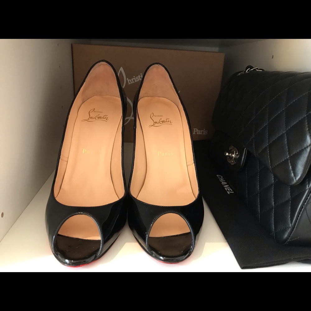 Christian Louboutin Black Patent Leather Stiletto Heels - Picture 4 of 8